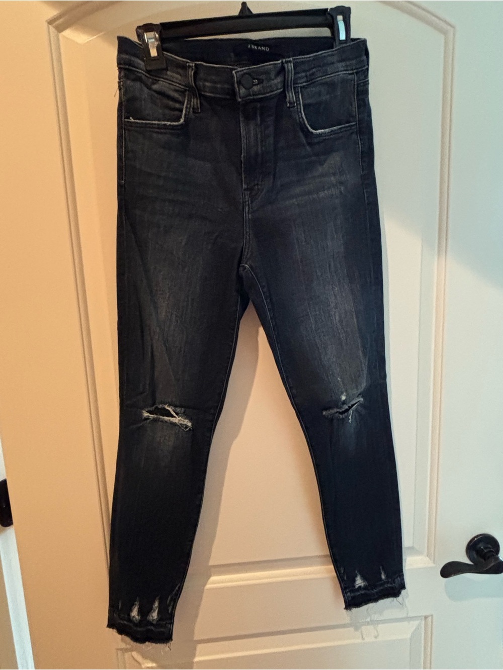 J Brand Dark Wash Distressed Ankle Jeans